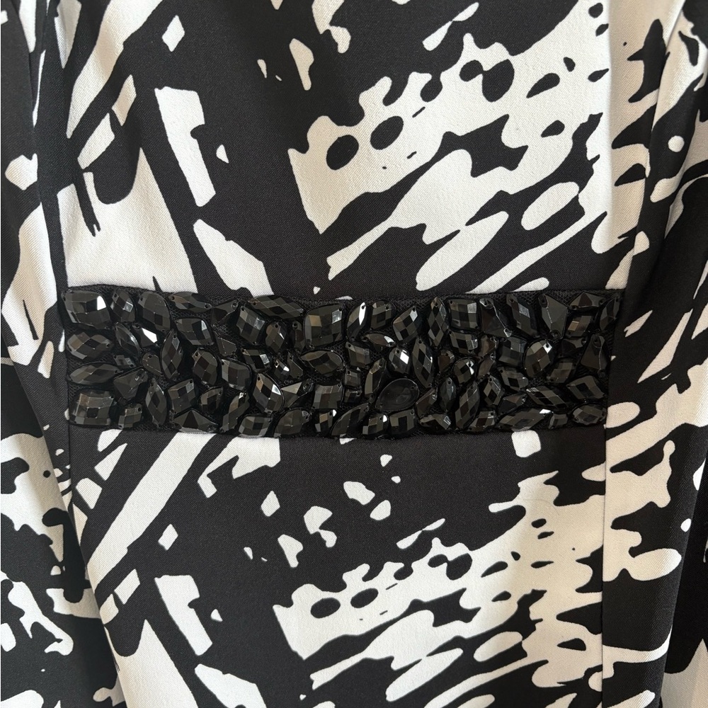 Cleo Black and White Abstract Midi Dress - Picture 3 of 4